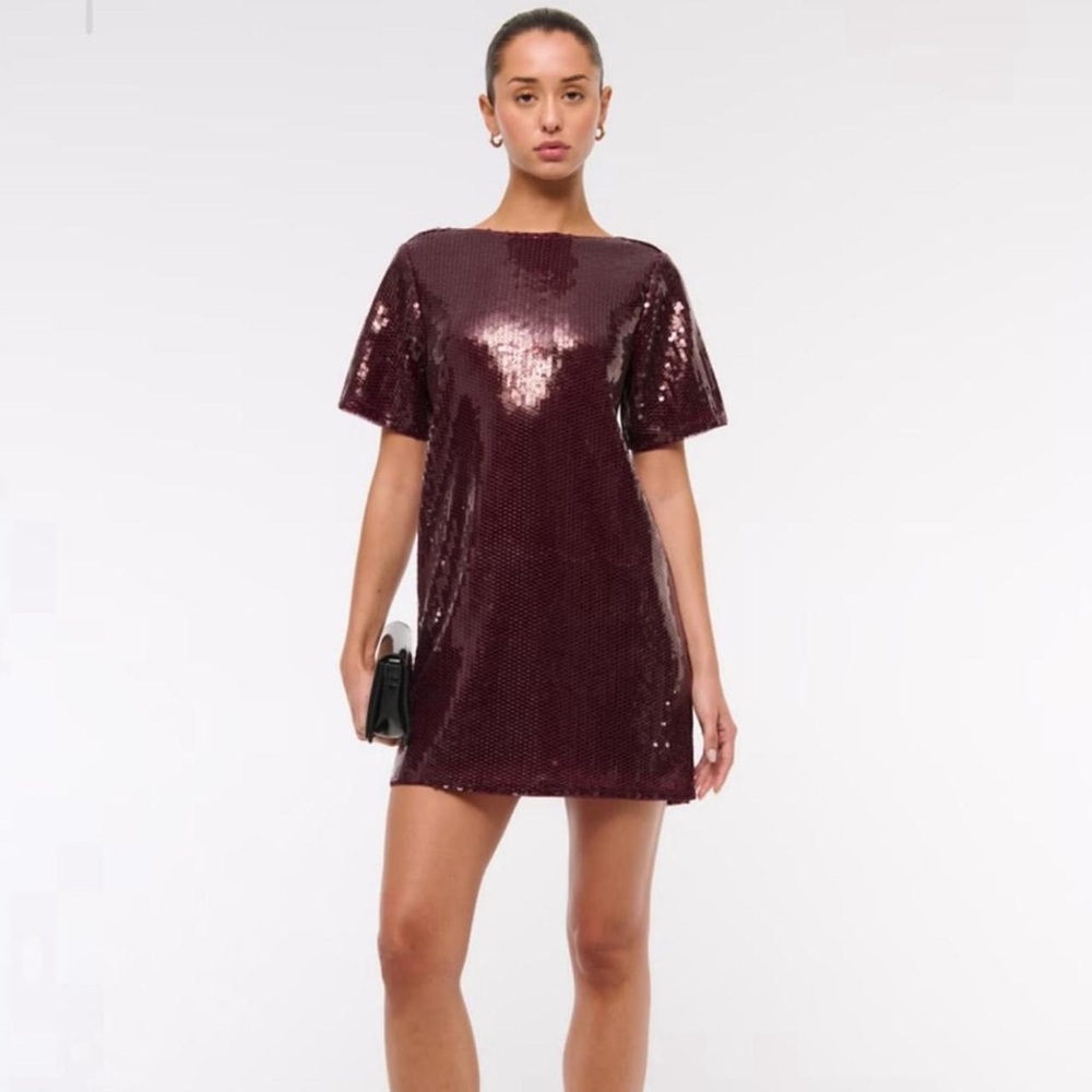 Abercrombie & Fitch Burgundy Sequin Mini Dress